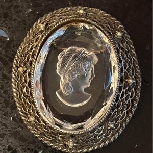 Vintage Glass Cameo pendant and brooch